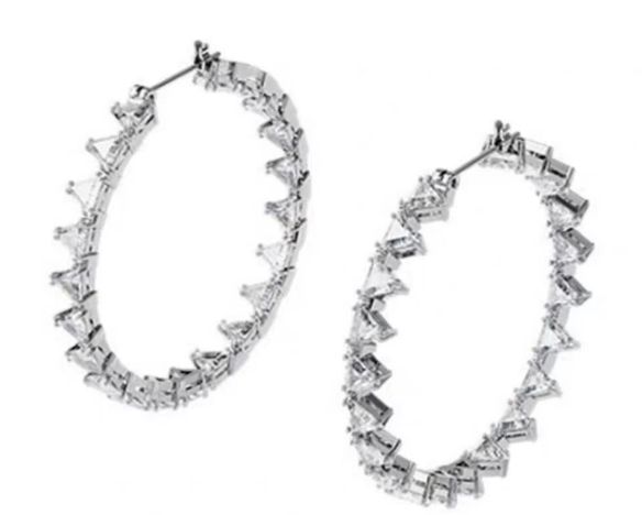Aretes Swarovski par de aros triángulos cristal