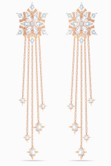Aretes Swarovski Copo de Nieve Flecos Oro Rosa