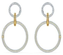 Aretes Aros Entrelazados Pavé Bicolor