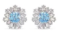 Aretes Swarovski sol cristal azul y baguettes