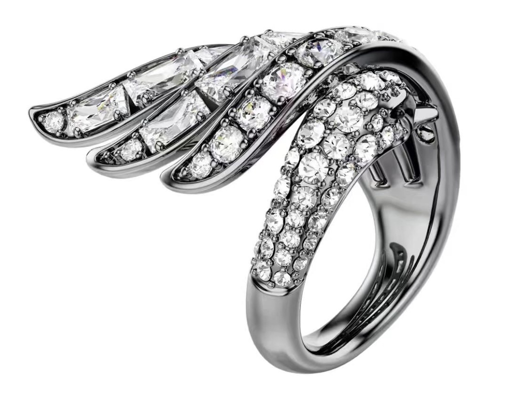 Anillo Swarovski Ala Pavé Rodio Oscuro