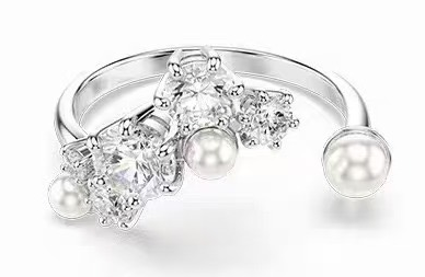 Anillo Swarovski Cúmulo Perlas Ajustable