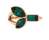 Anillo Gema Dos Piedras Verdes Tono Oro Rosa