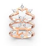 Anillo Swarovski triple banda oro rosa cristales estrella