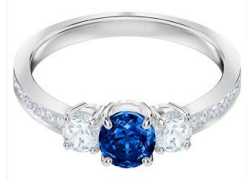 Anillo Swarovski Trilogía Cristal Azul y Transparente