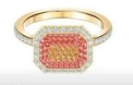 Anillo Swarovski Halo Coral Octagonal Dorado