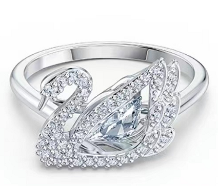 Anillo Swan Silueta Cisne Cristal Blanco