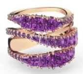 Anillo Millenia Espiral Cristales Morados Tono Oro Rosa