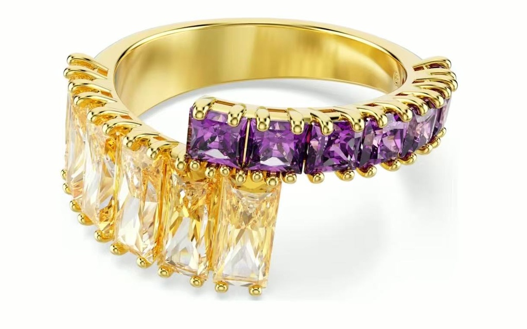 Anillo Swarovski Baguette Bicolor Morado y Champán