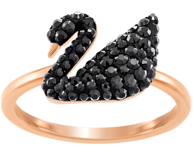 Anillo Swarovski Cisne Pavé Negro Talla #7