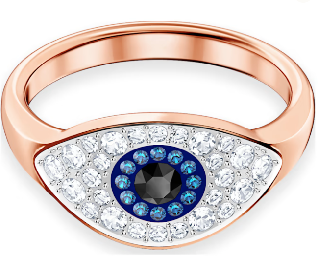[J008-2] Anillo Swarovski Ojo Protector Oro Rosa Talla #7
