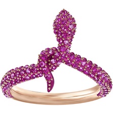 Anillo Swarovski Serpiente Pavé Fucsia Oro Rosa