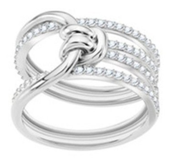 Anillo Swarovski nudo multihilera rodio talla #7