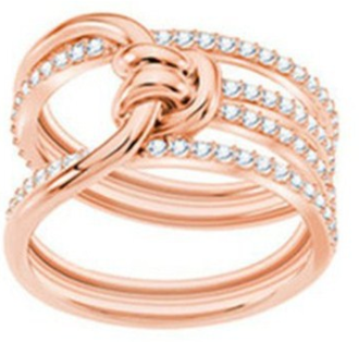 Anillo Swarovski nudo multihilera oro rosa talla #6