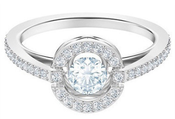 Anillo Swarovski halo cristal blanco rodio talla #8