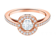 Anillo Swarovski halo cristal blanco oro rosa talla #7