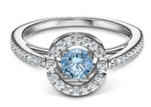 Anillo Swarovski halo cristal azul rodio talla #7