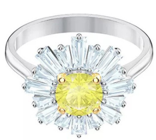 Anillo Swarovski sol cristal amarillo rodio talla #8