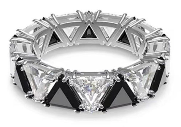 Anillo Swarovski eternity triángulos negro y blanco