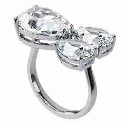 Anillo Mesmera cristales pera y óvalo rodio