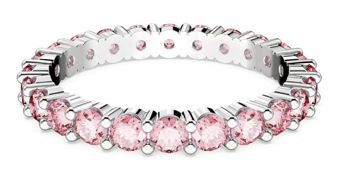 Anillo eternity cristales redondos rosa rodio