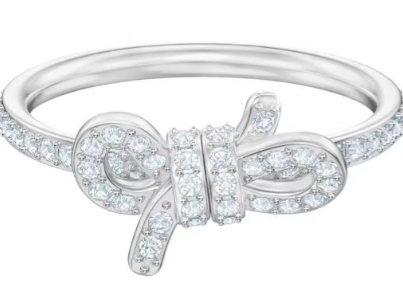 Anillo lazo pavé sin colgante rodio