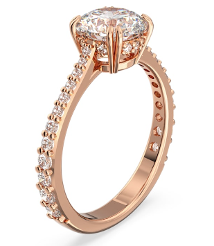Anillo solitario pavé cristal redondo oro rosa