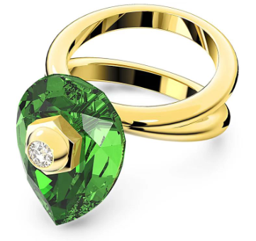 Anillo Lucent cristal pera verde marco oro