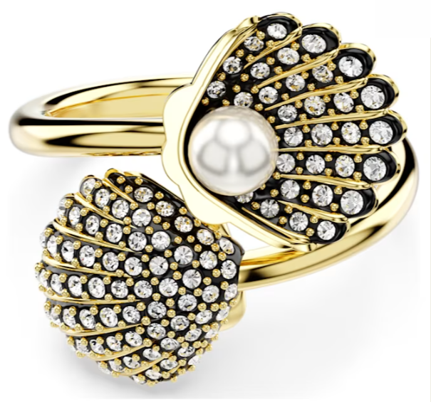 Anillo concha marina perla oro
