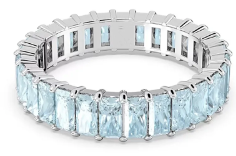 Anillo eternity cristales rectangulares aguamarina rodio