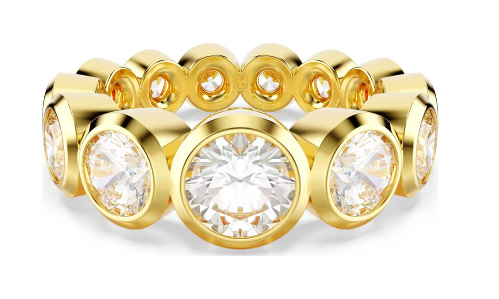 Anillo Swarovski Eternidad Bisel Dorado