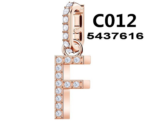 Charm letra F tono oro rosa con pavé