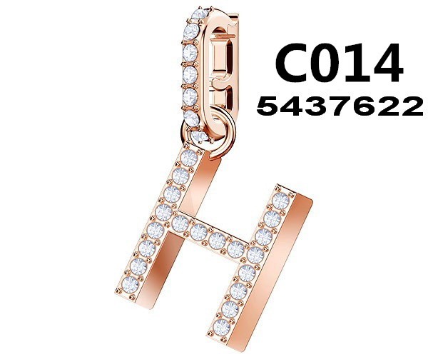 Charm letra H pavé cristales oro rosa
