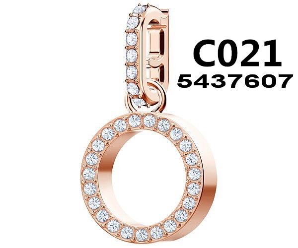 Charm letra O círculo pavé oro rosa