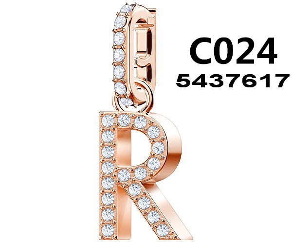 Charm letra R pavé cristales oro rosa