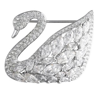 Broche Swarovski Cisne Ala en Capas de Cristal