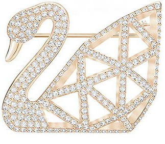 Broche Swarovski Cisne Origami Oro Rosa