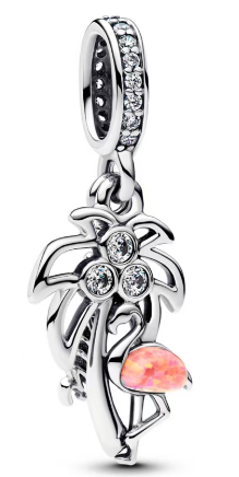 Charm colgante palmera tropical rosa Pandora