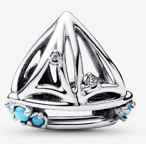 [793905C01] Charm clip vela turquesa circonias Pandora