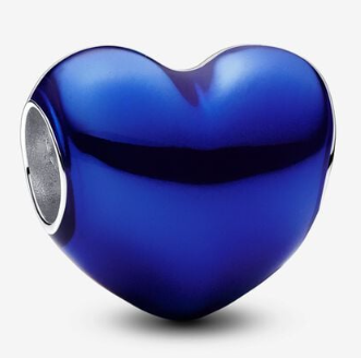 [793337C05] Charm Pandora corazón metalizado azul