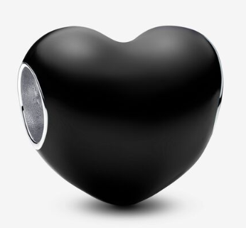 [793337C04] Charm Pandora corazón metalizado negro