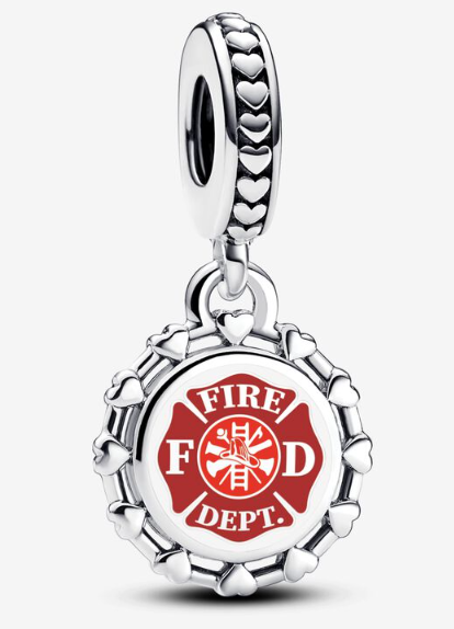 Charm colgante Pandora Escudo Fire Dept Rojo