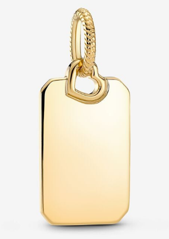 [368611C00] Charm Pandora Placa Rectangular Baño Dorado