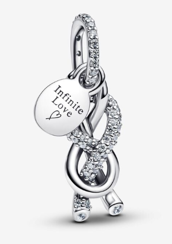 Charm colgante nudo pavé con medalla Infinite Love