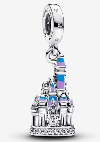 Charm colgante castillo Disney violeta y azul
