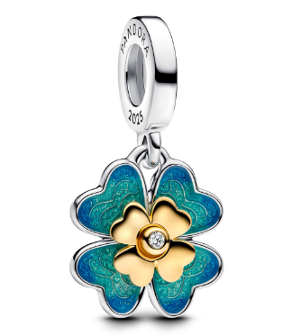 Charm Pandora Trébol de Cuatro Hojas Esmalte Verde Azulado