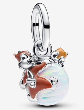 Charm colgante Chip y Dale sobre esfera nácar Disney Pandora