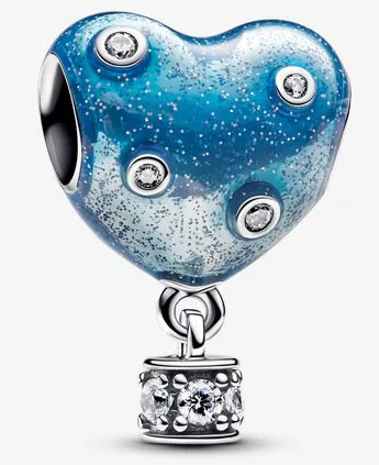 [793595C01] Charm corazón azul brillante con dije pavé