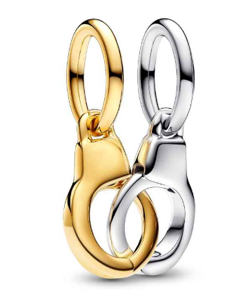 [763435C00] Charm Pandora Conector Doble Aro Bicolor