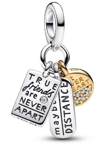 Charm Pandora Placas Amistad Verdadera Plata y Oro